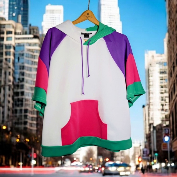 Ashley Stewart Sport Sz 22/24 Color Block Hoodie NWT Kangaroo Pocket - Picture 1 of 7